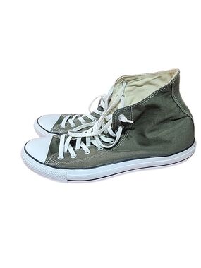 Converse High-Top Sneakers in Olive Green and White. Size 12